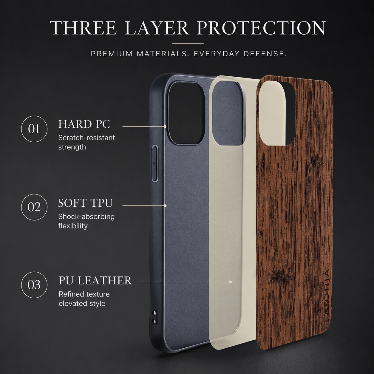 Premium iPhone Case MagSafe Compatible Bamboo Wood Leather Texture Cover Shockproof Slim Protection