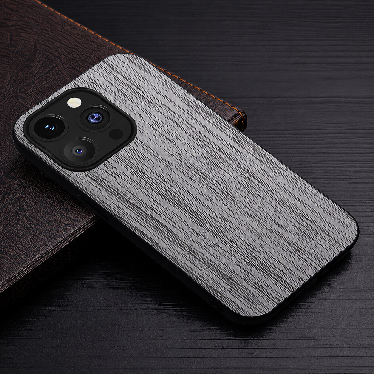 Premium iPhone Case MagSafe Compatible Bamboo Wood Leather Texture Cover Shockproof Slim Protection