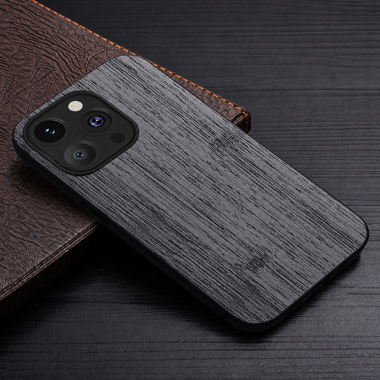 Premium iPhone Case MagSafe Compatible Bamboo Wood Leather Texture Cover Shockproof Slim Protection