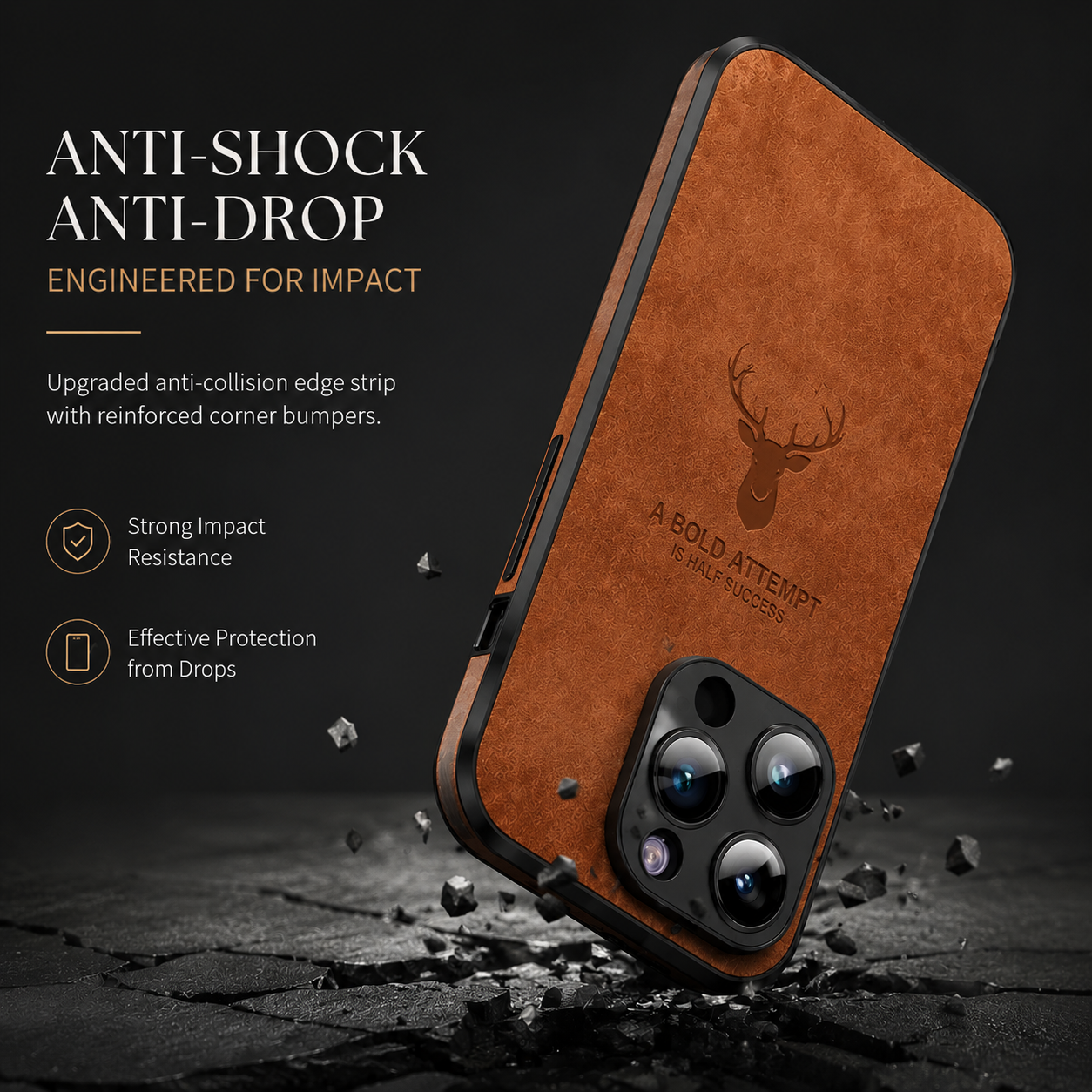 Premium iPhone Case MagSafe Compatible Canvas Texture Deer Cover Shockproof Slim Protection