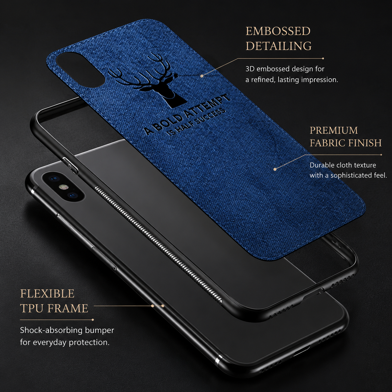 Premium iPhone Case MagSafe Compatible Canvas Texture Deer Cover Shockproof Slim Protection