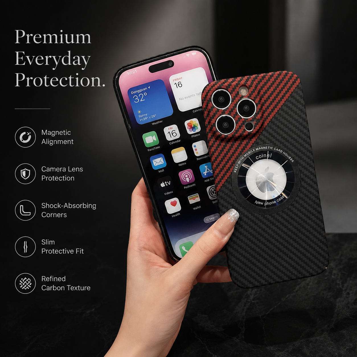 Premium iPhone Case MagSafe Compatible Carbon Fiber Magnetic Cover Shockproof Slim Lightweight Design