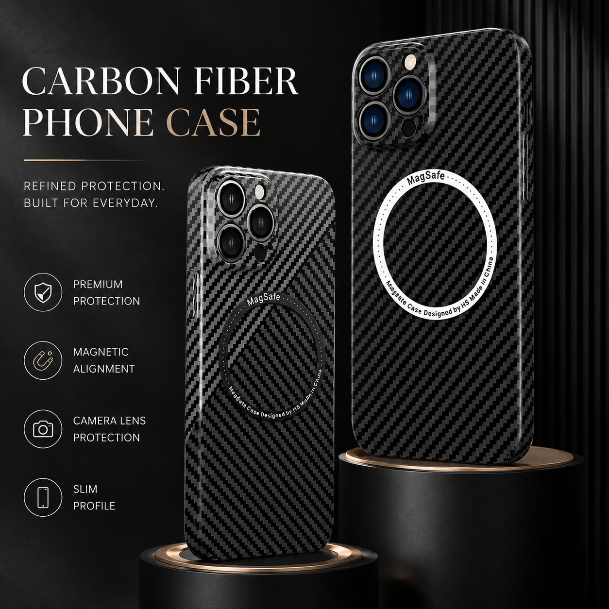 Premium iPhone Case MagSafe Compatible Carbon Fiber Magnetic Cover Shockproof Slim Lightweight Design