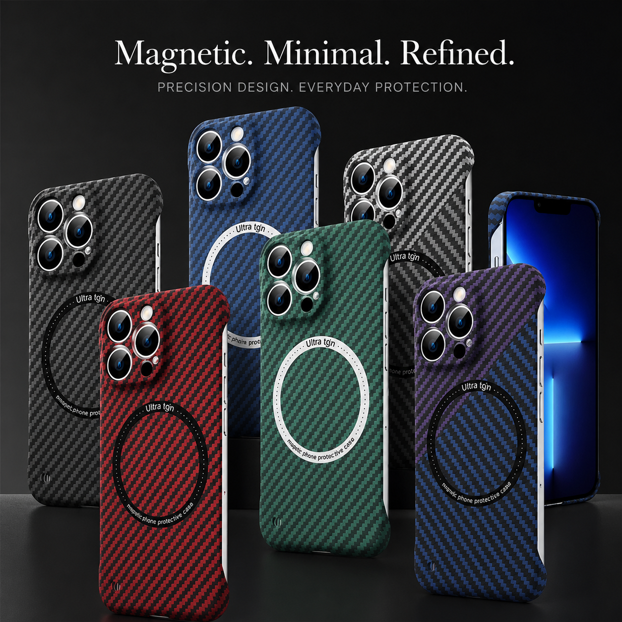 Premium iPhone Case MagSafe Compatible Carbon Fiber Magnetic Cover Shockproof Slim Lightweight Design