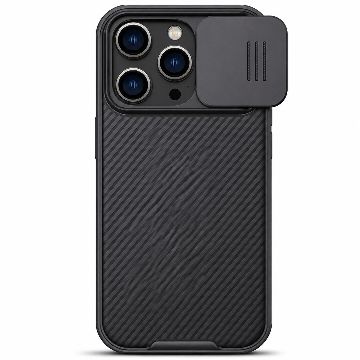Premium iPhone Case MagSafe Compatible Carbon Fiber Texture Cover Sliding Camera Protection
