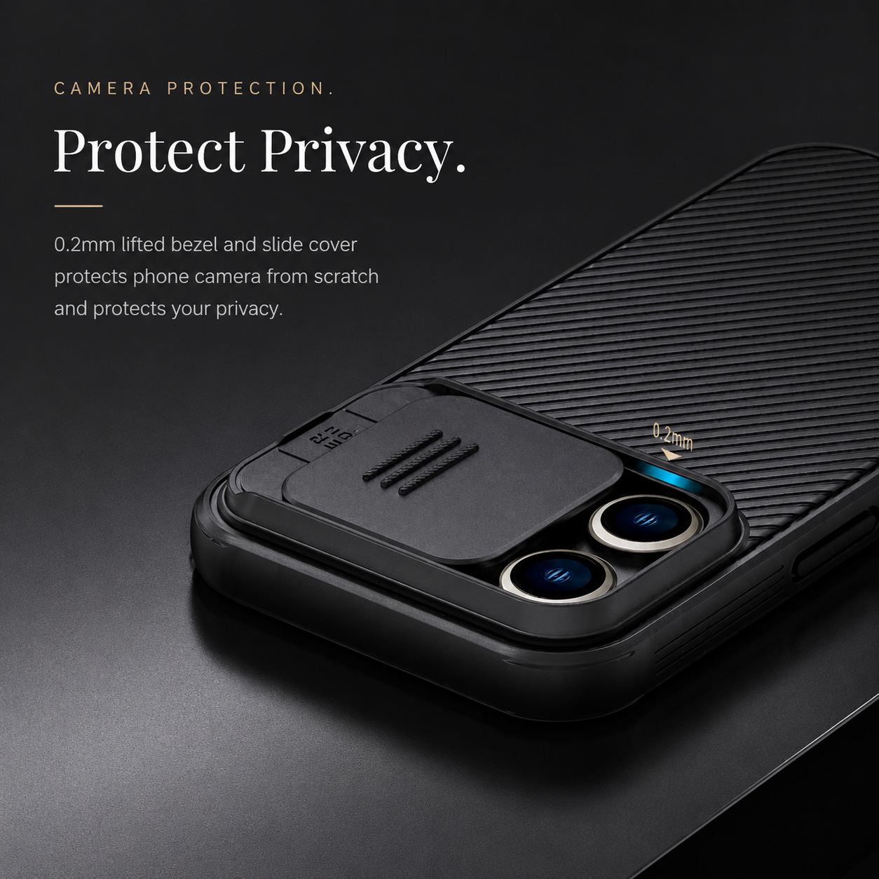 Premium iPhone Case MagSafe Compatible Carbon Fiber Texture Cover Sliding Camera Protection