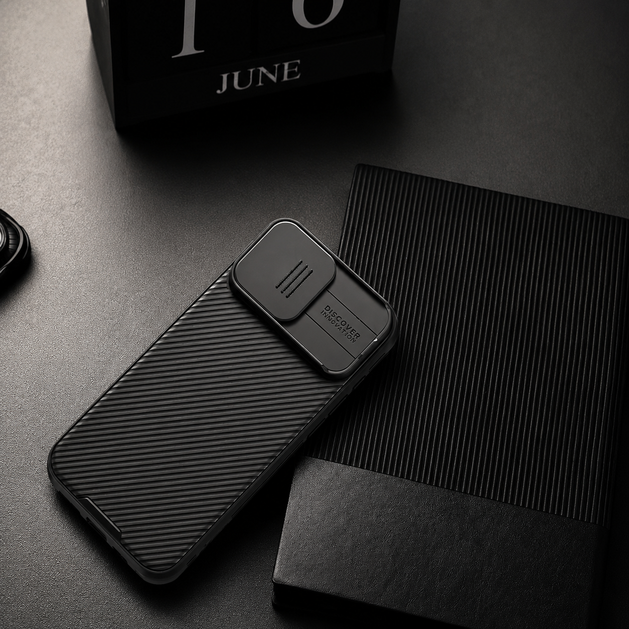 Premium iPhone Case MagSafe Compatible Carbon Fiber Texture Cover Sliding Camera Protection