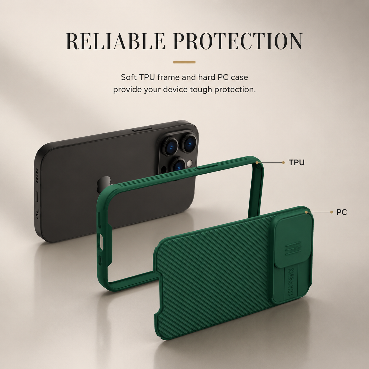 Premium iPhone Case MagSafe Compatible Carbon Fiber Texture Cover Sliding Camera Protection
