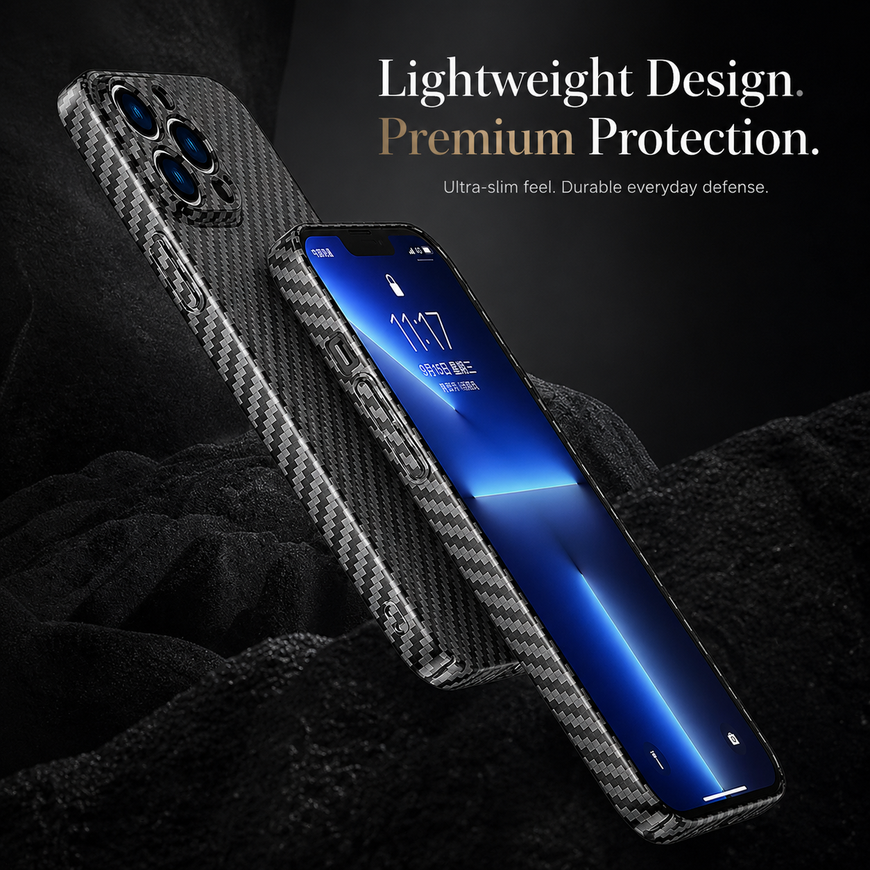 Premium iPhone Case MagSafe Compatible Carbon Fiber Texture Cover Ultra Thin Shockproof Protection