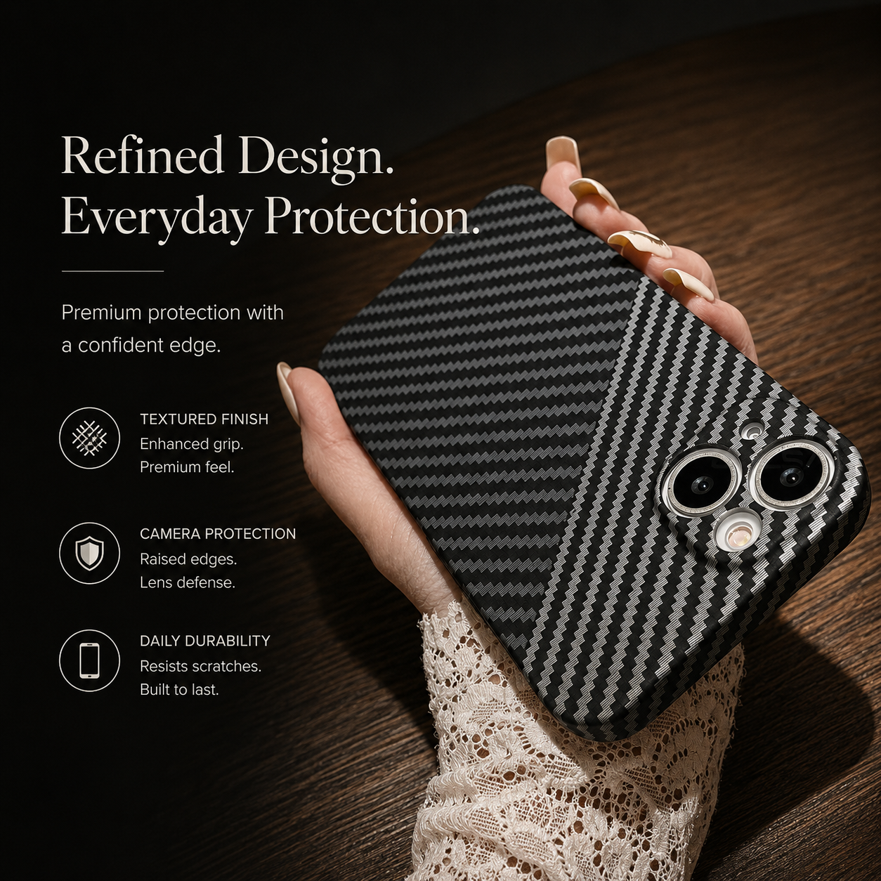 Premium iPhone Case MagSafe Compatible Carbon Fiber Texture Matte Cover Slim Protection
