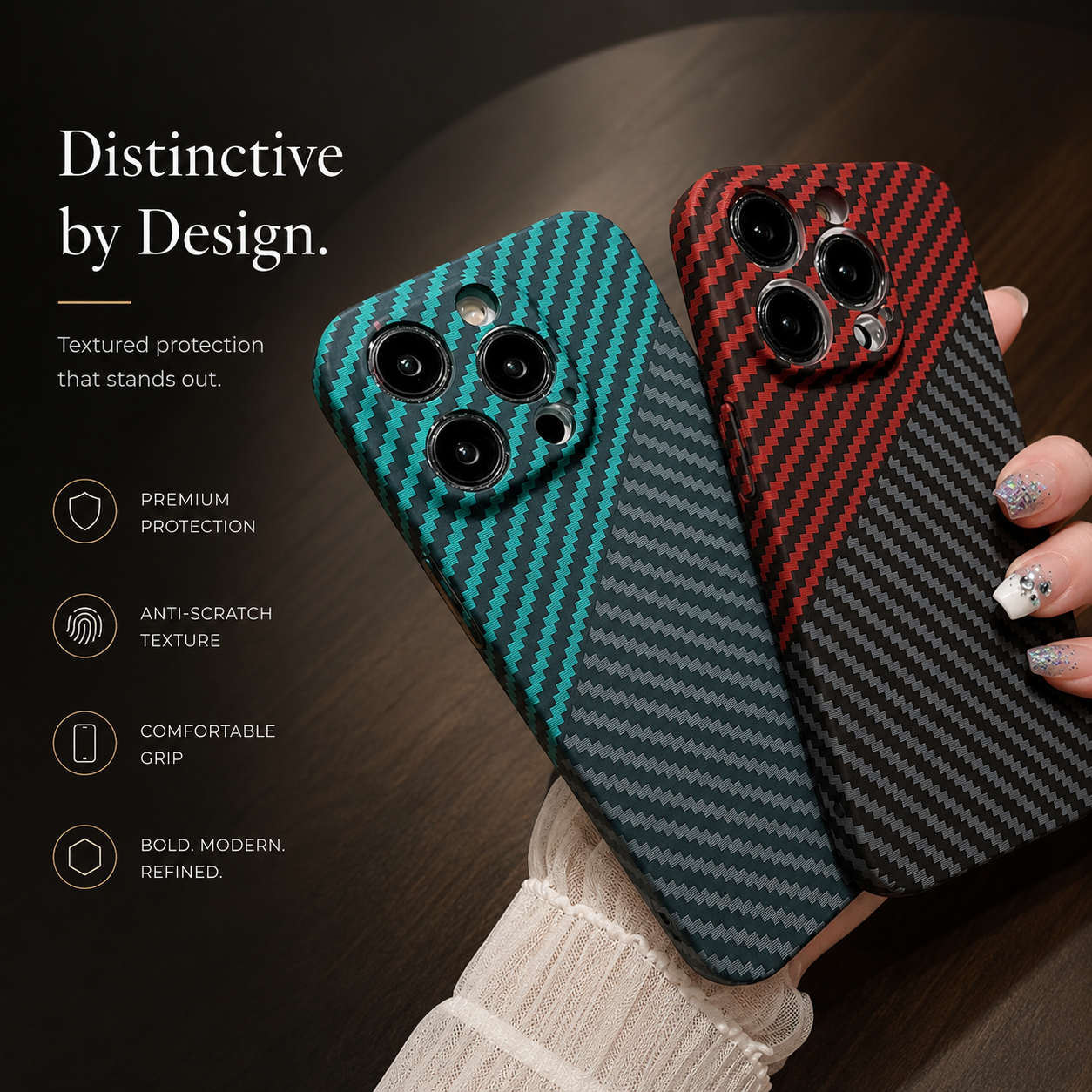 Premium iPhone Case MagSafe Compatible Carbon Fiber Texture Matte Cover Slim Protection