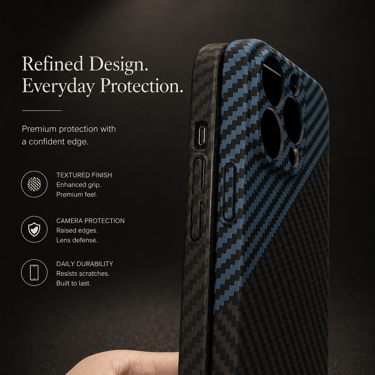 Premium iPhone Case MagSafe Compatible Carbon Fiber Texture Matte Cover Slim Protection