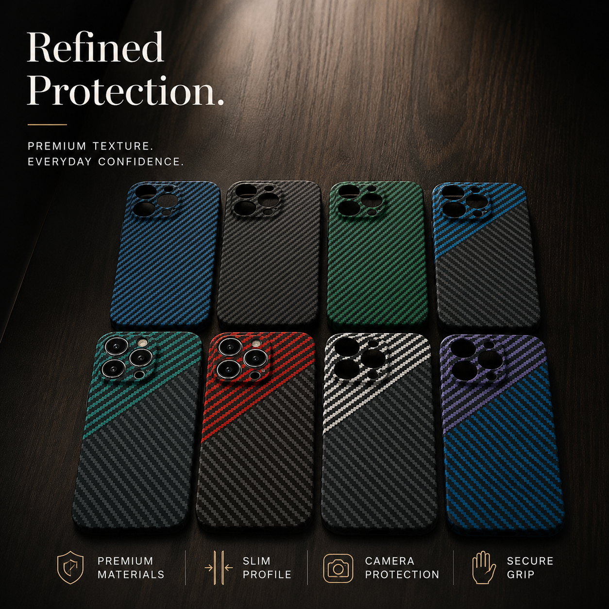Premium iPhone Case MagSafe Compatible Carbon Fiber Texture Matte Cover Slim Protection