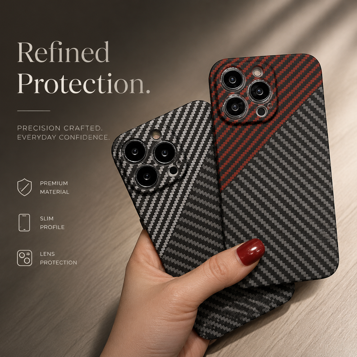 Premium iPhone Case MagSafe Compatible Carbon Fiber Texture Matte Cover Slim Protection