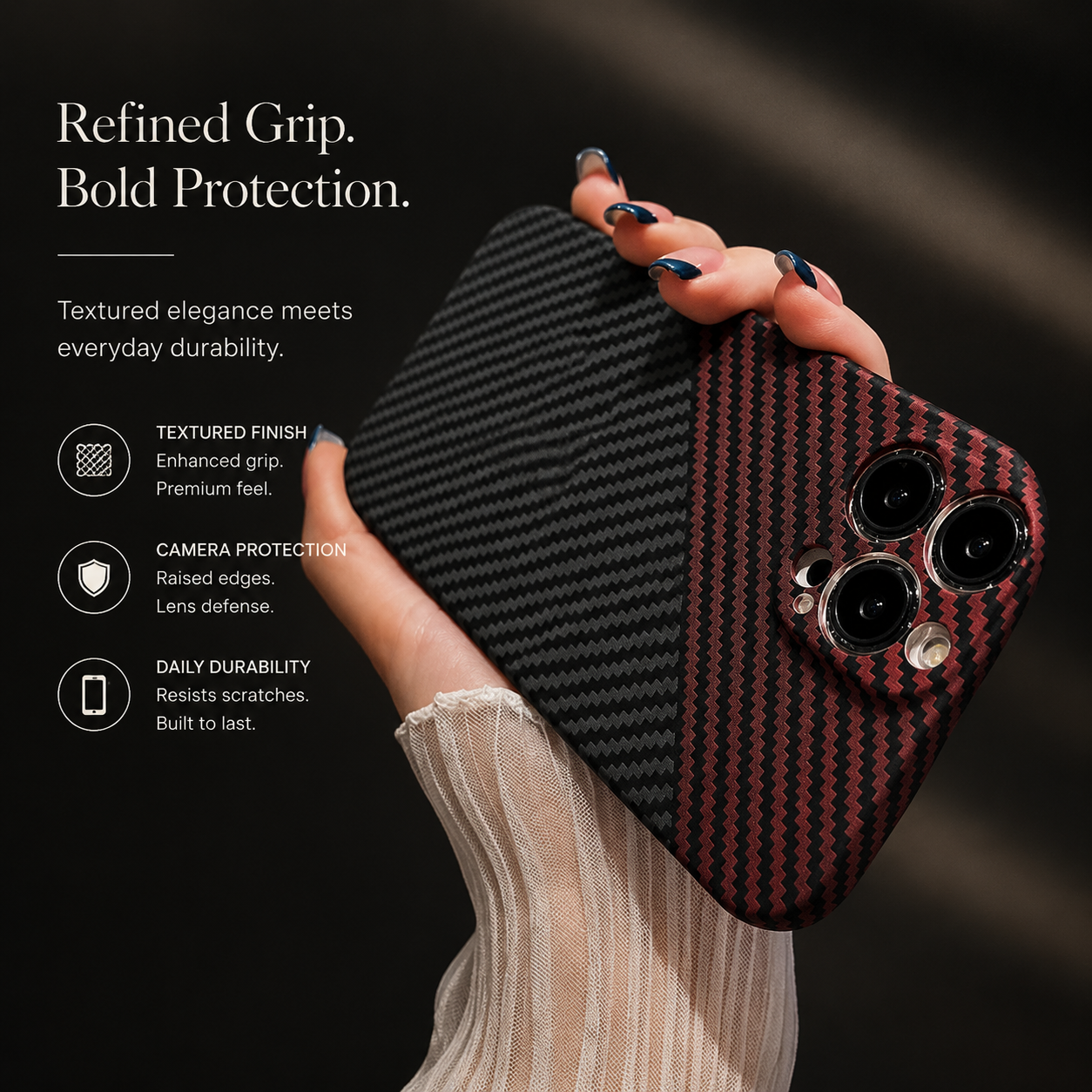 Premium iPhone Case MagSafe Compatible Carbon Fiber Texture Matte Cover Slim Protection