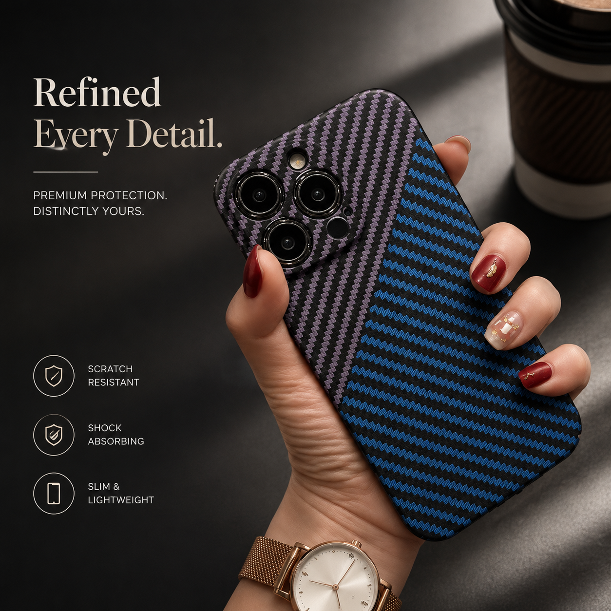 Premium iPhone Case MagSafe Compatible Carbon Fiber Texture Matte Cover Slim Protection