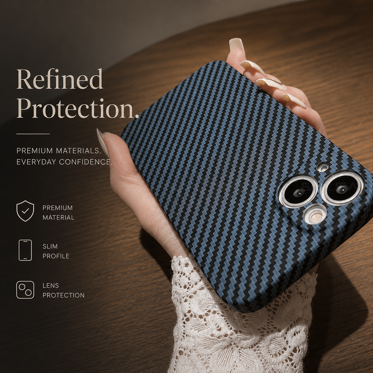Premium iPhone Case MagSafe Compatible Carbon Fiber Texture Matte Cover Slim Protection