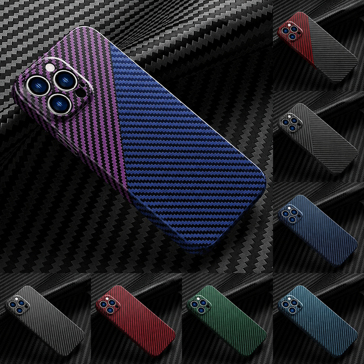 Premium iPhone Case MagSafe Compatible Carbon Fiber Texture Matte Cover Slim Protection