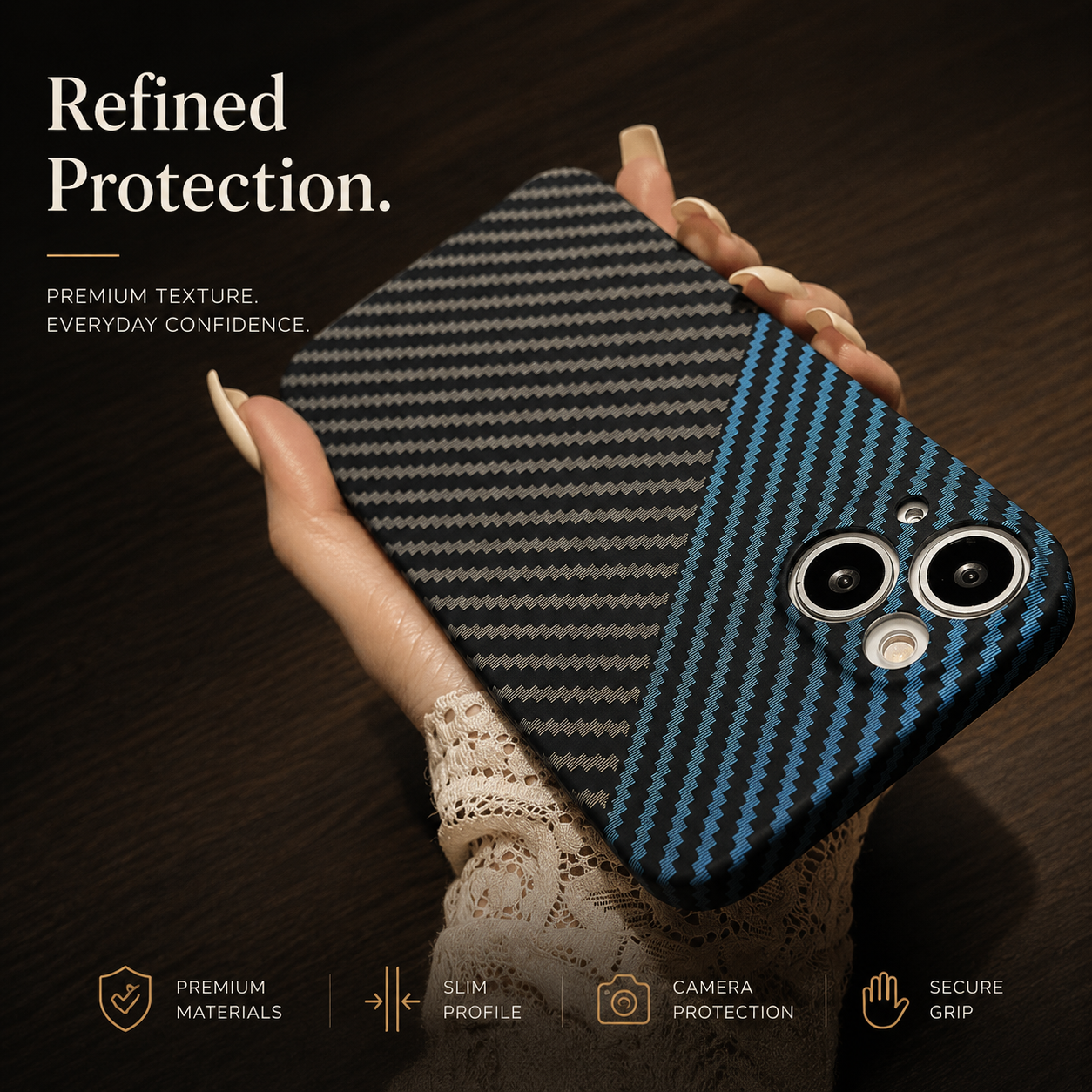 Premium iPhone Case MagSafe Compatible Carbon Fiber Texture Matte Cover Slim Protection