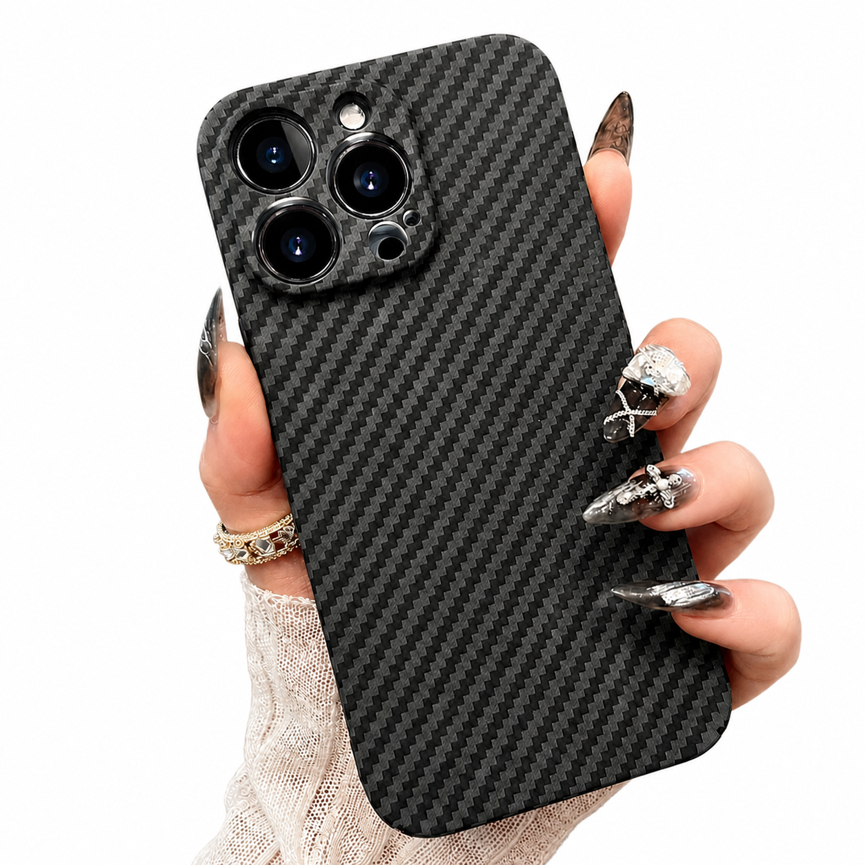 Premium iPhone Case MagSafe Compatible Carbon Fiber Texture Matte Cover Slim Protection