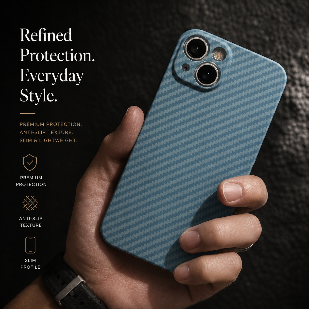 Premium iPhone Case MagSafe Compatible Carbon Fiber Texture Matte Cover Slim Protection