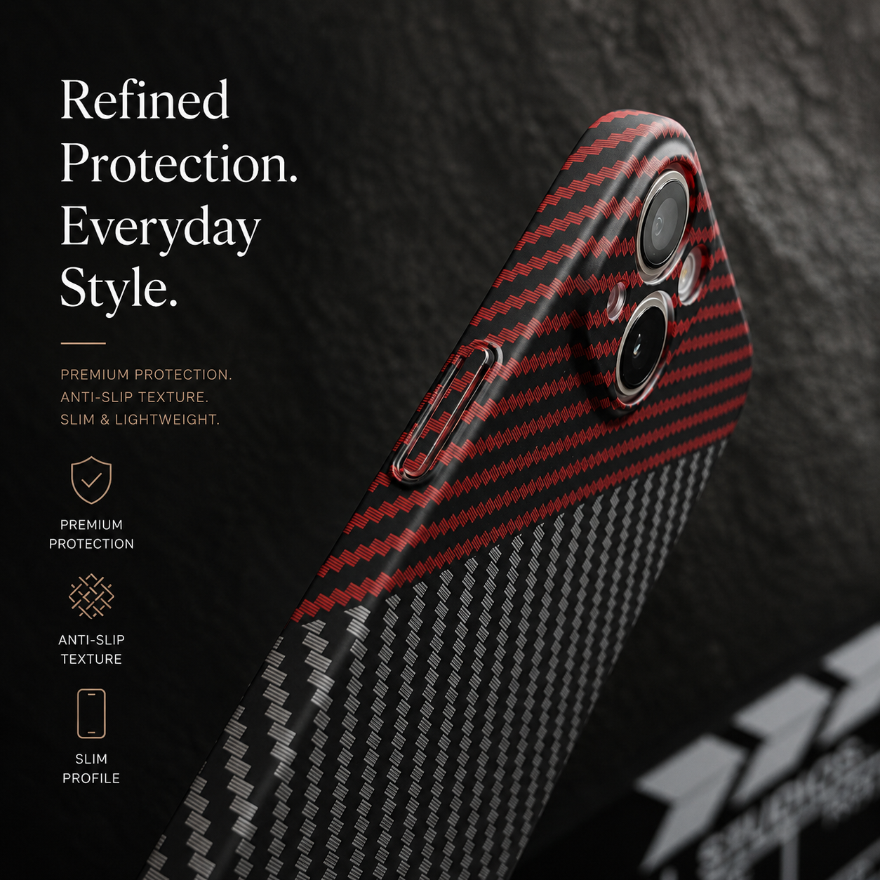 Premium iPhone Case MagSafe Compatible Carbon Fiber Texture Matte Cover Slim Protection