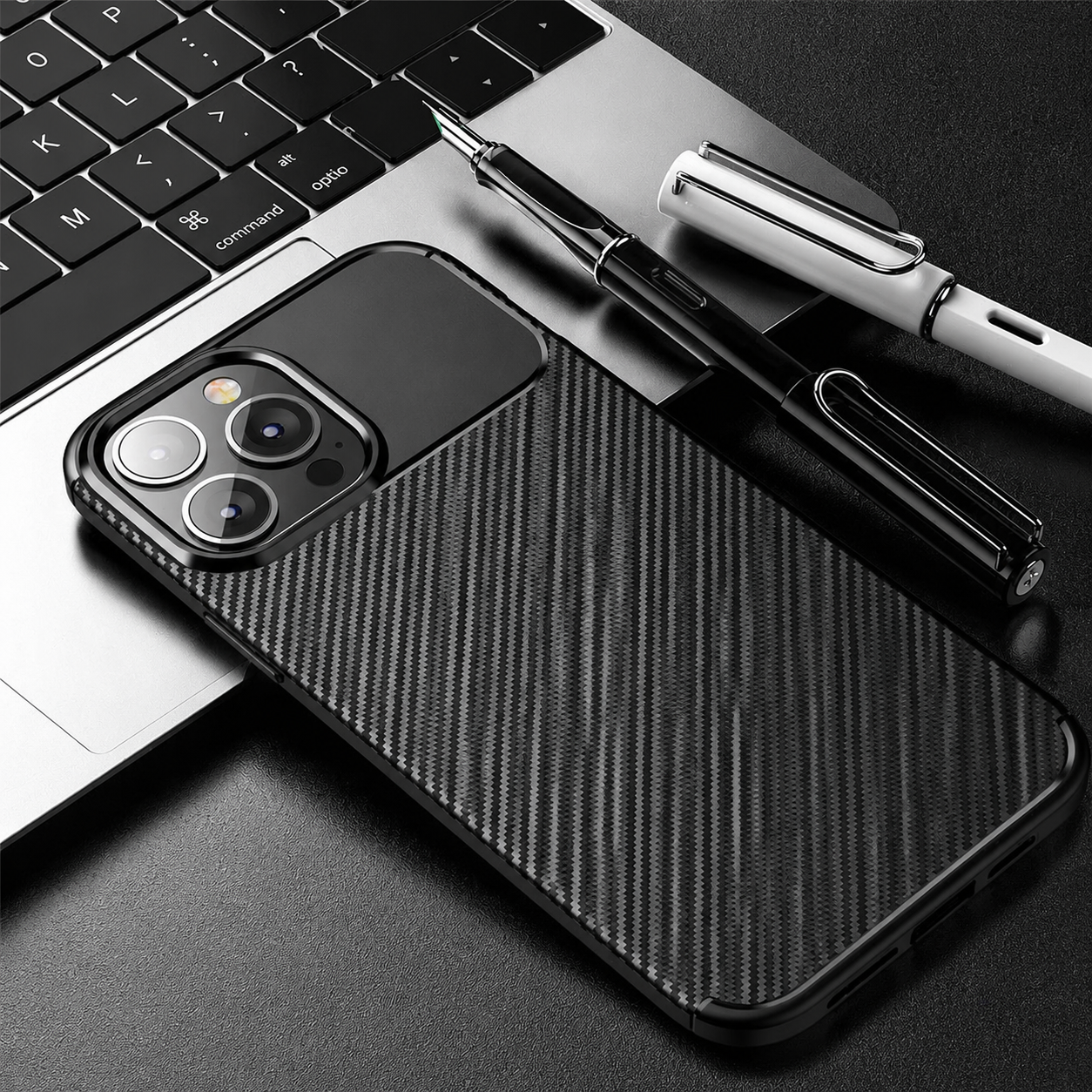 Premium iPhone Case MagSafe Compatible Carbon Texture Silicone Cover Ultra Thin Protection