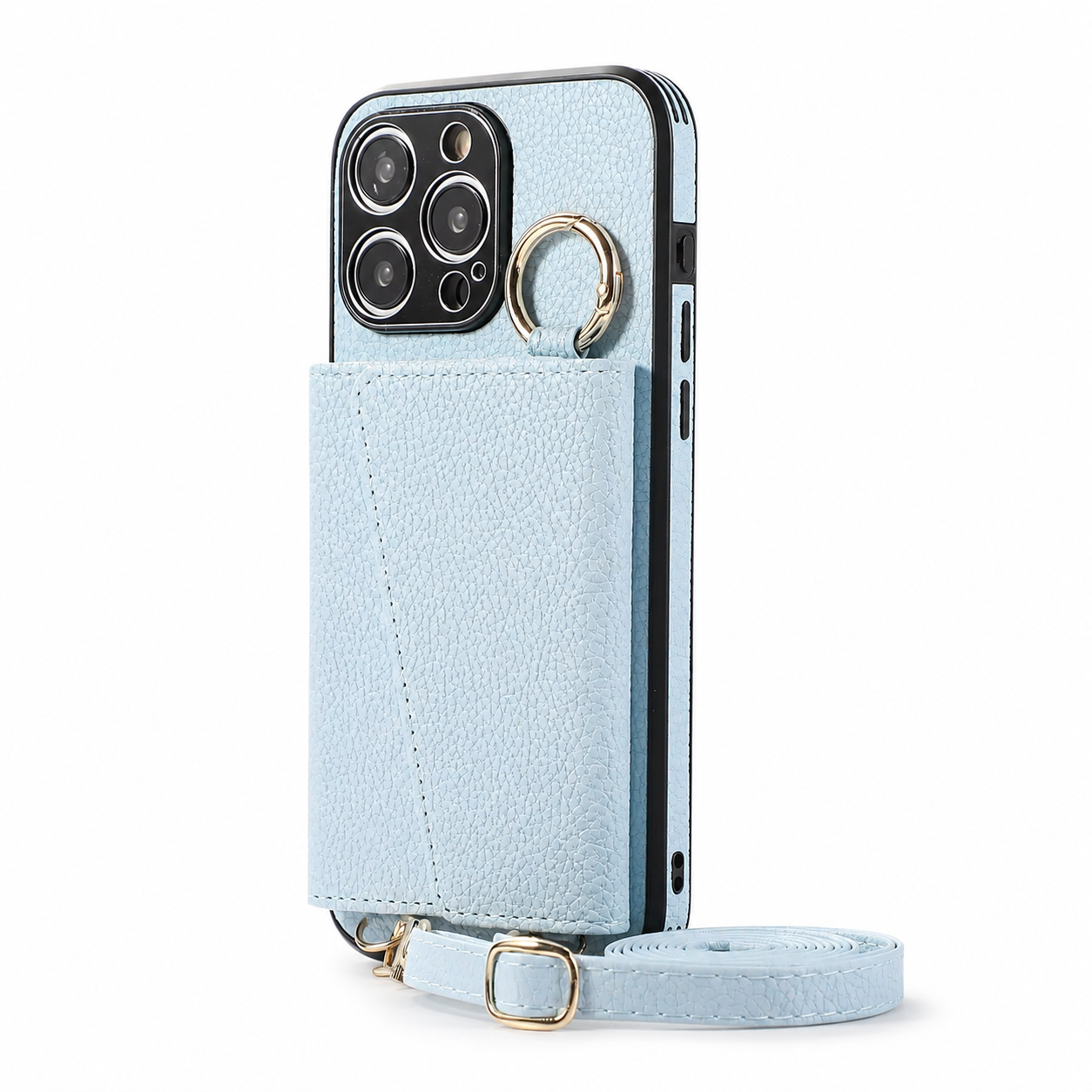 Premium iPhone Case MagSafe Compatible Crossbody Wallet Cover PU Leather Card Slots Ring Holder Full Protection
