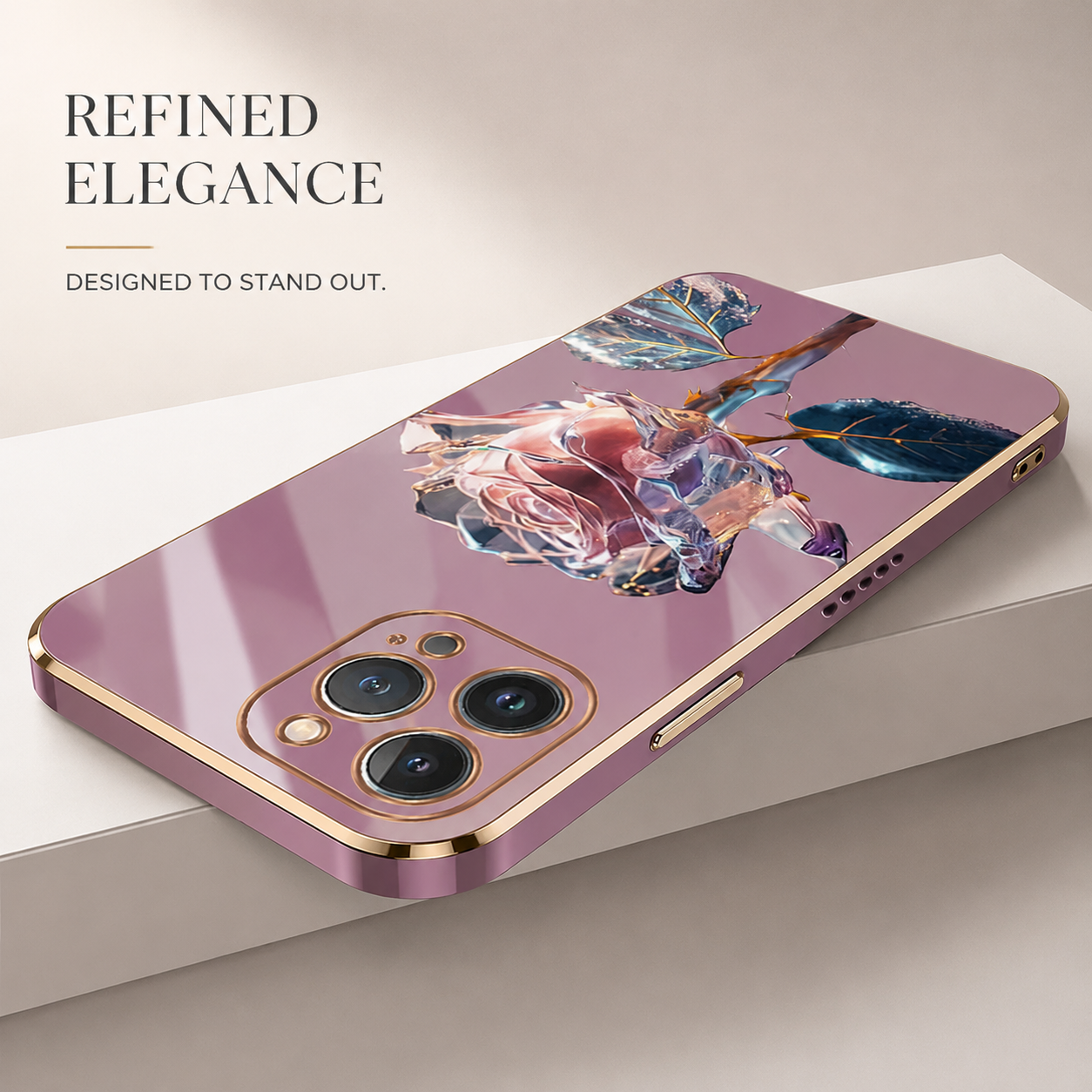 Premium iPhone Case MagSafe Compatible Crystal Rose Diamond Cover Shockproof Slim Protection