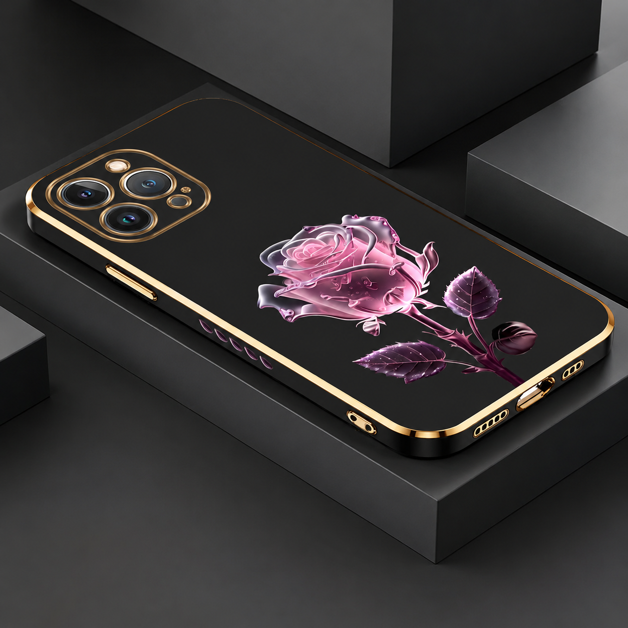Premium iPhone Case MagSafe Compatible Crystal Rose Diamond Cover Shockproof Slim Protection