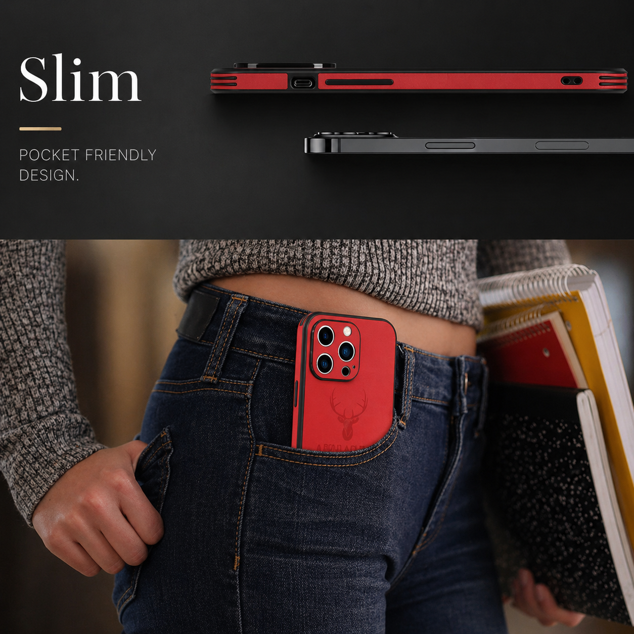 Premium iPhone Case MagSafe Compatible Deer Leather Texture Cover Ultra Thin Protection