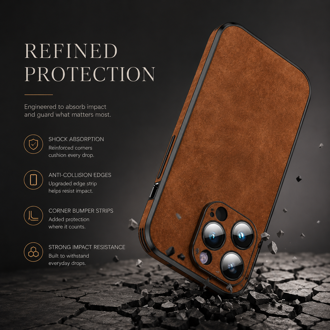 Premium iPhone Case MagSafe Compatible Deer Leather Texture Silicone Cover Slim Protection