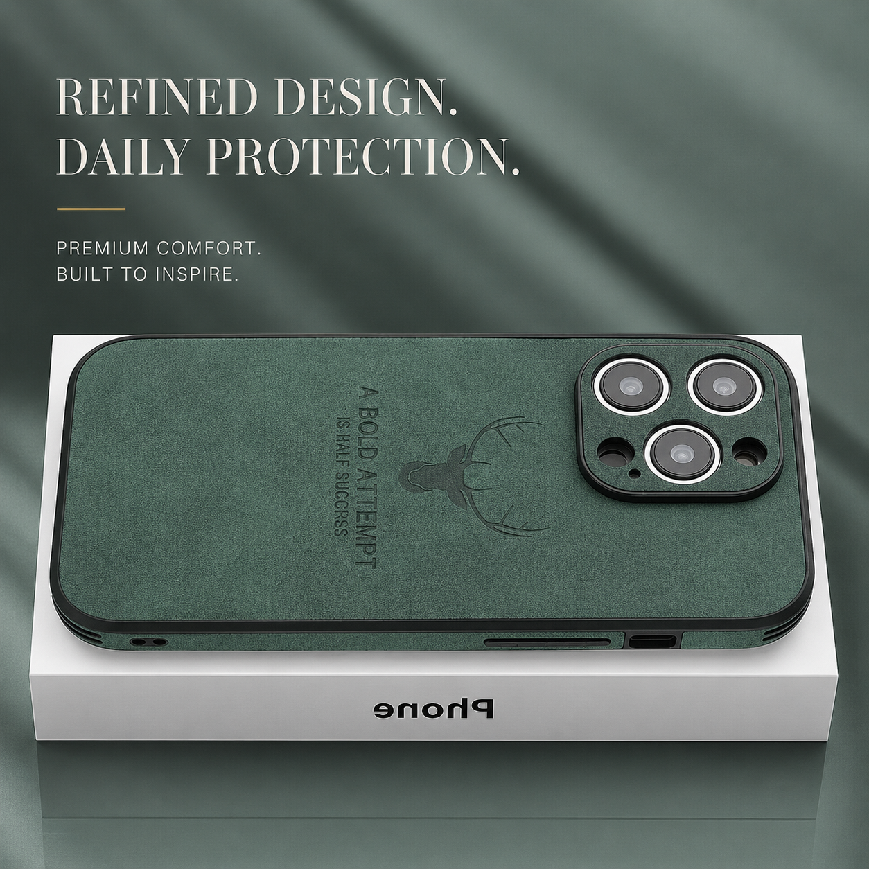 Premium iPhone Case MagSafe Compatible Deer Leather Texture Silicone Cover Slim Protection