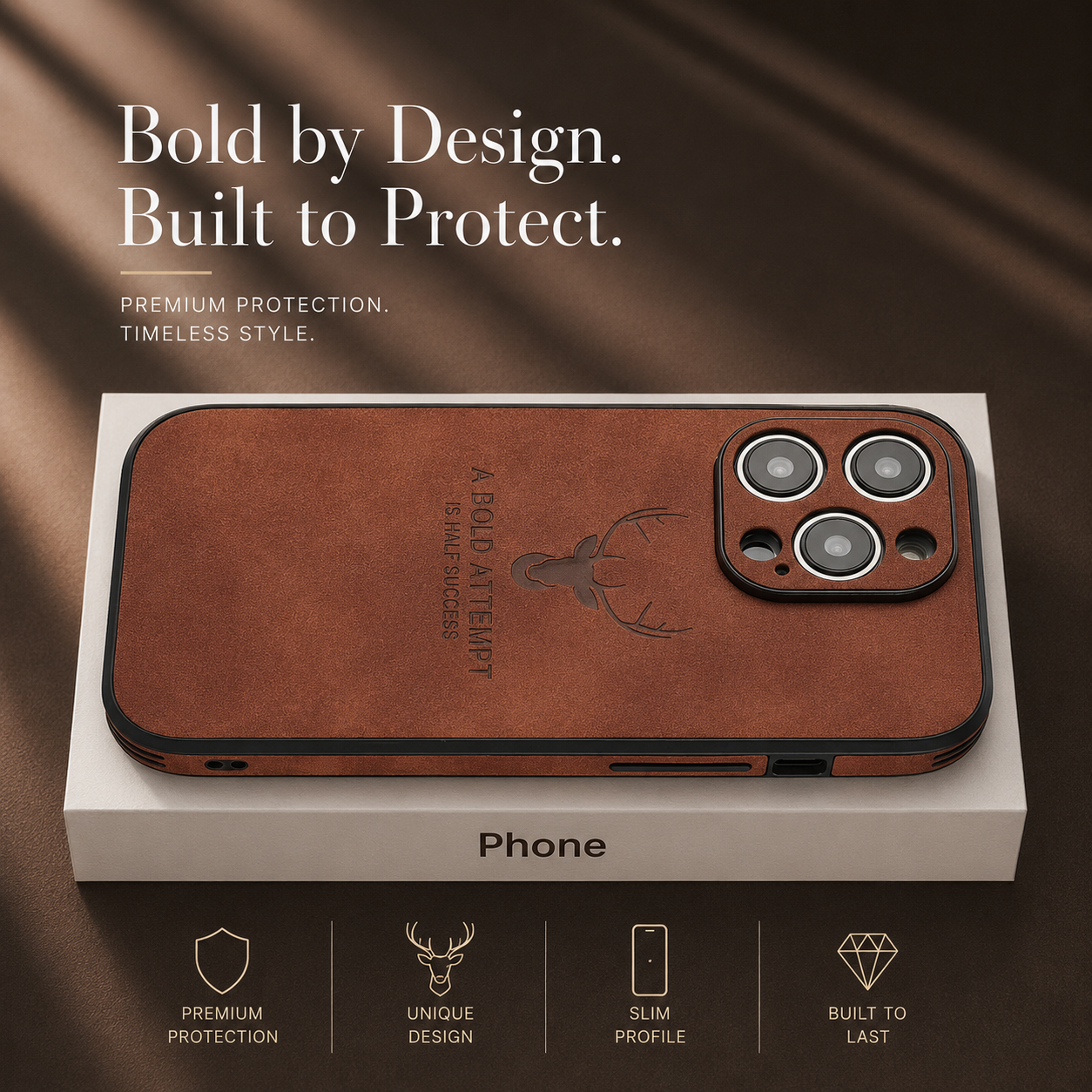 Premium iPhone Case MagSafe Compatible Deer Leather Texture Silicone Cover Slim Protection