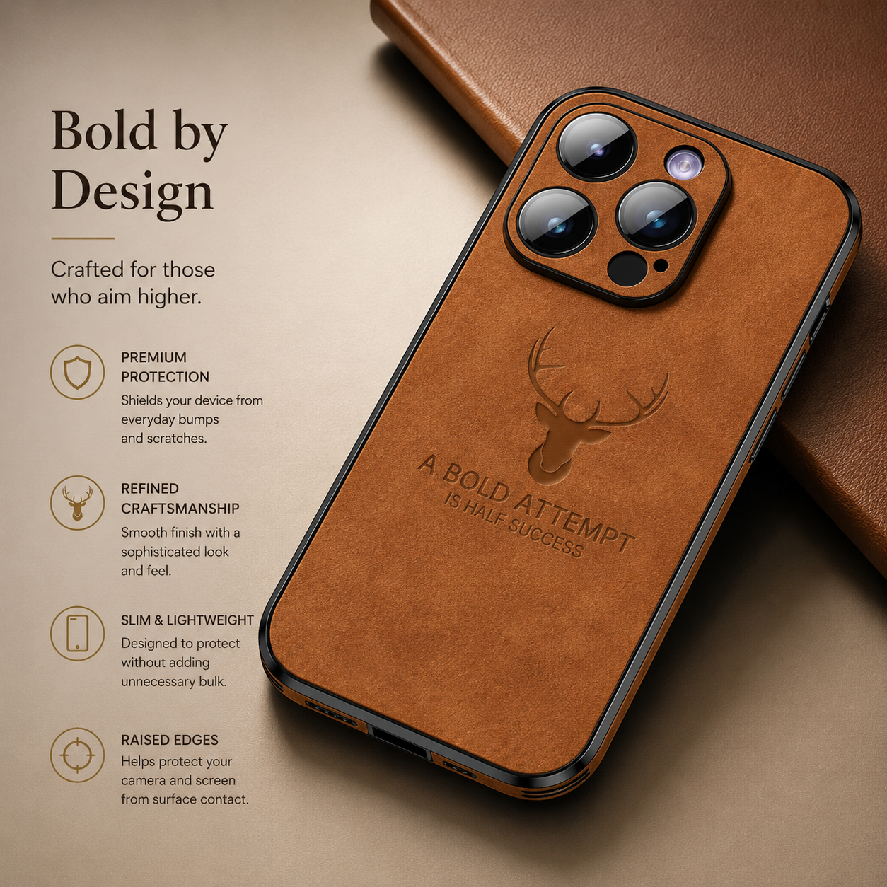 Premium iPhone Case MagSafe Compatible Deer Leather Texture Silicone Cover Slim Protection