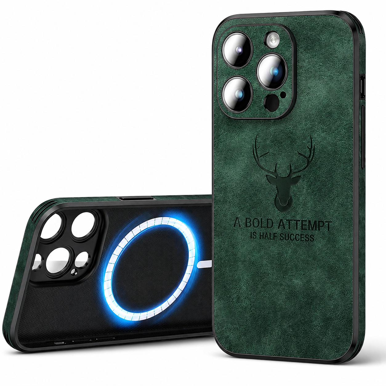 Premium iPhone Case MagSafe Compatible Deer Leather Texture Silicone Cover Slim Protection