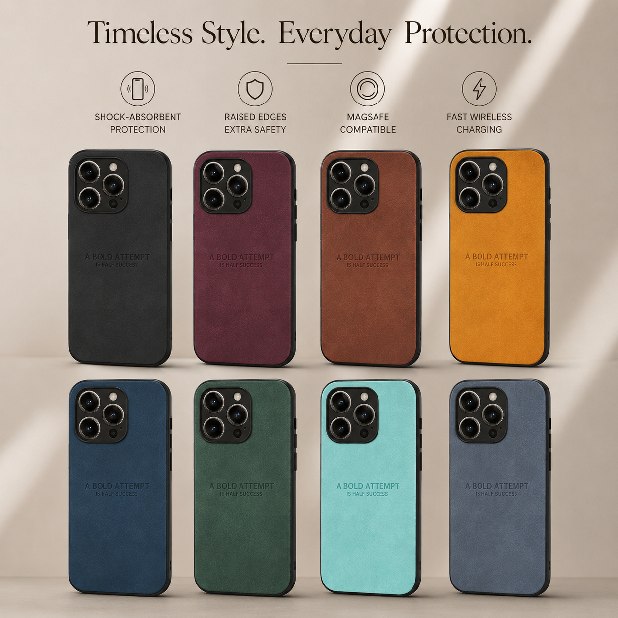 Premium iPhone Case MagSafe Compatible Deer Leather Texture Silicone Cover Slim Protection