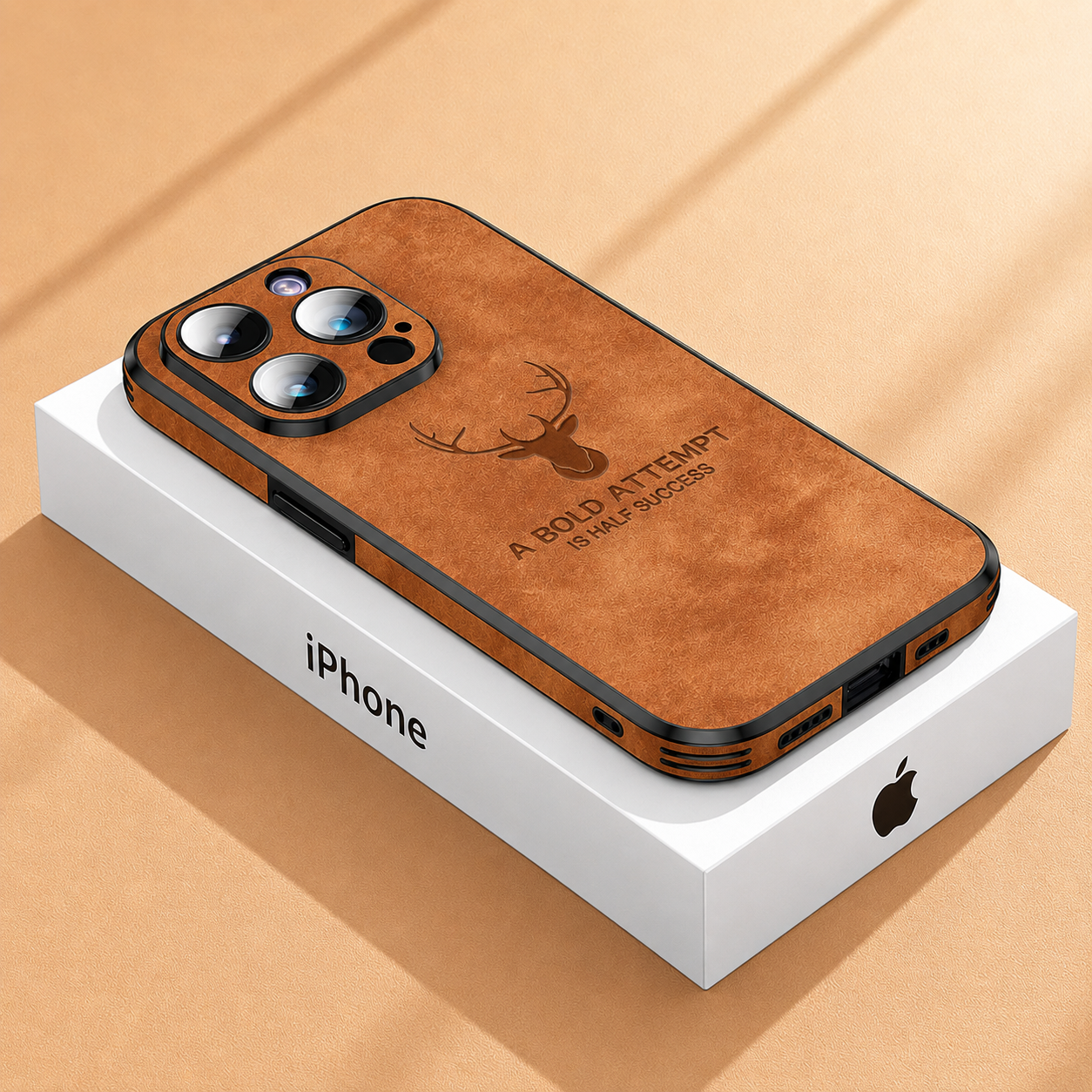 Premium iPhone Case MagSafe Compatible Deer Leather Texture Silicone Cover Slim Protection