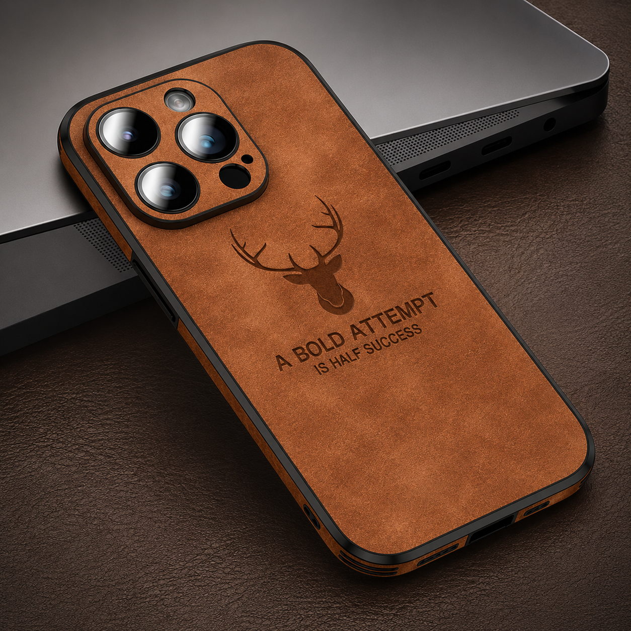 Premium iPhone Case MagSafe Compatible Deer Leather Texture Silicone Cover Slim Protection