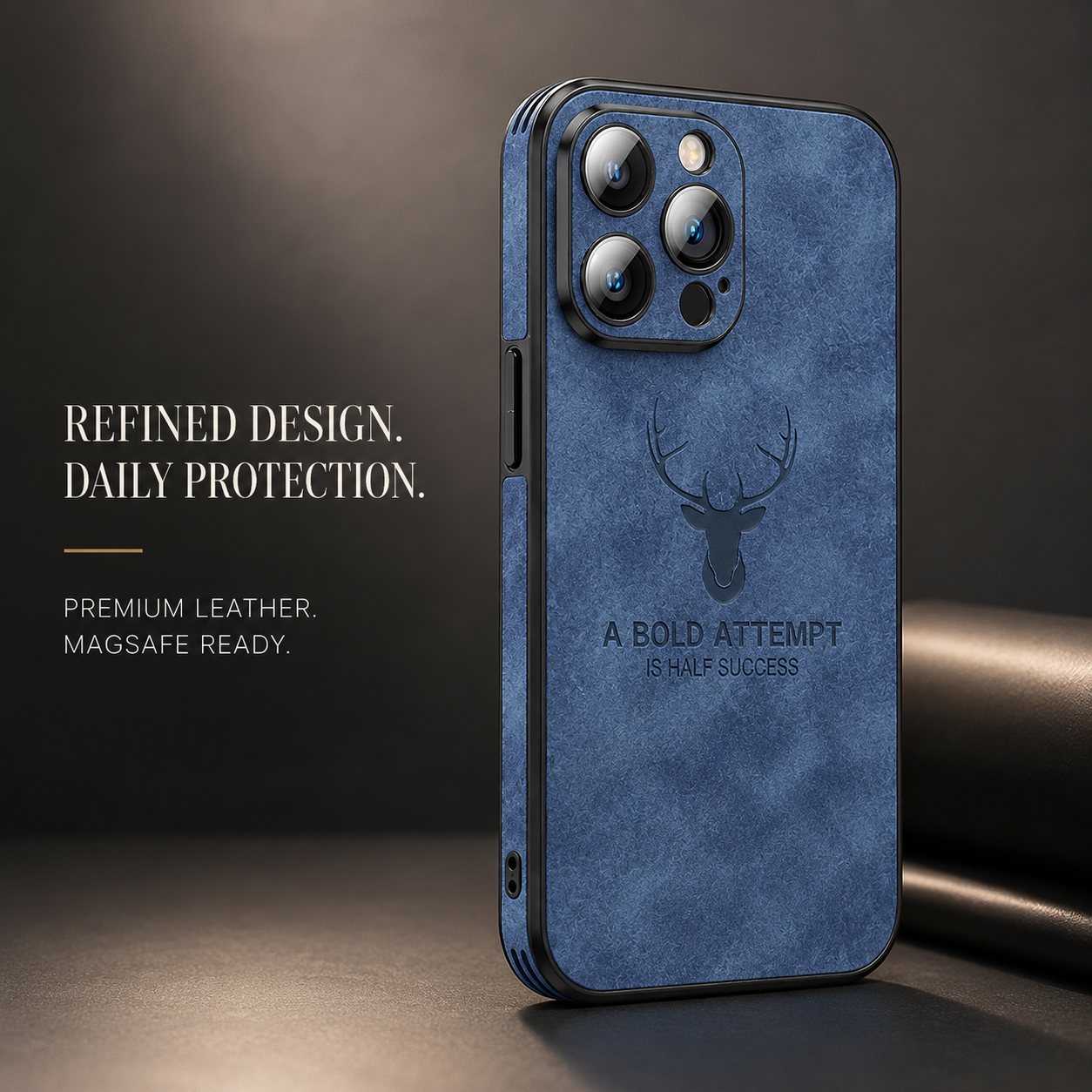 Premium iPhone Case MagSafe Compatible Deer Leather Texture Silicone Cover Slim Protection