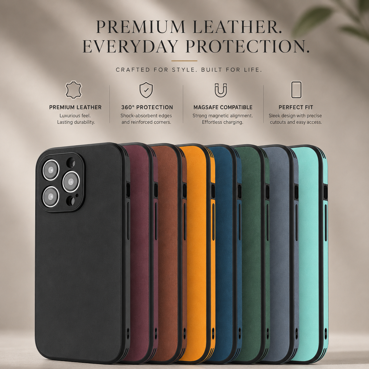 Premium iPhone Case MagSafe Compatible Deer Leather Texture Silicone Cover Slim Protection