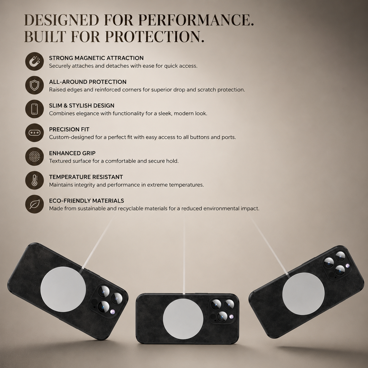 Premium iPhone Case MagSafe Compatible Deer Leather Texture Silicone Cover Slim Protection