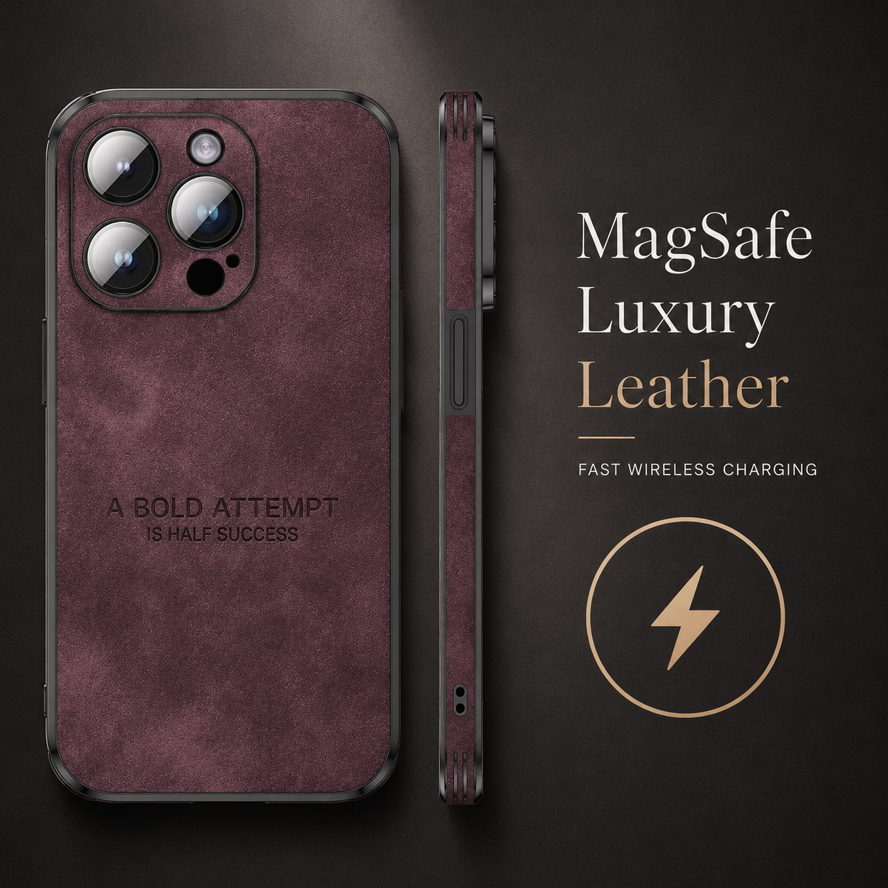 Premium iPhone Case MagSafe Compatible Deer Leather Texture Silicone Cover Slim Protection