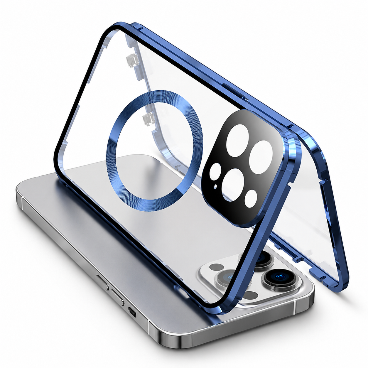 Premium iPhone Case MagSafe Compatible Double-Sided Glass Cover Metal Frame 360° Protection