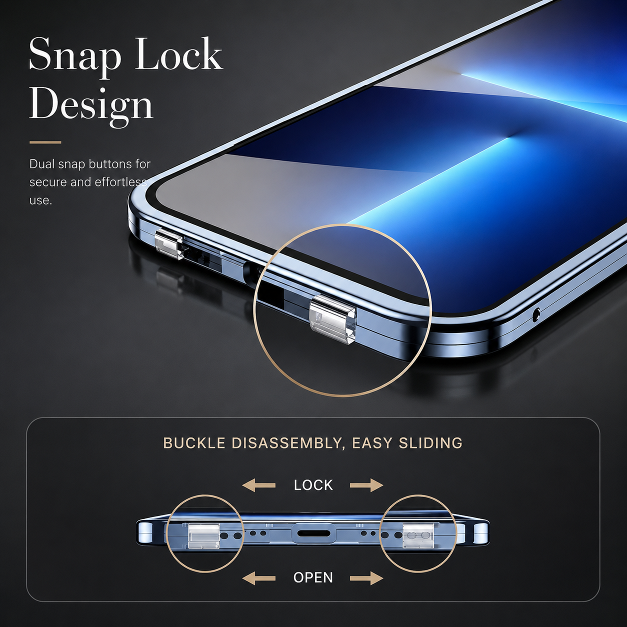 Premium iPhone Case MagSafe Compatible Double-Sided Glass Cover Metal Frame 360° Protection