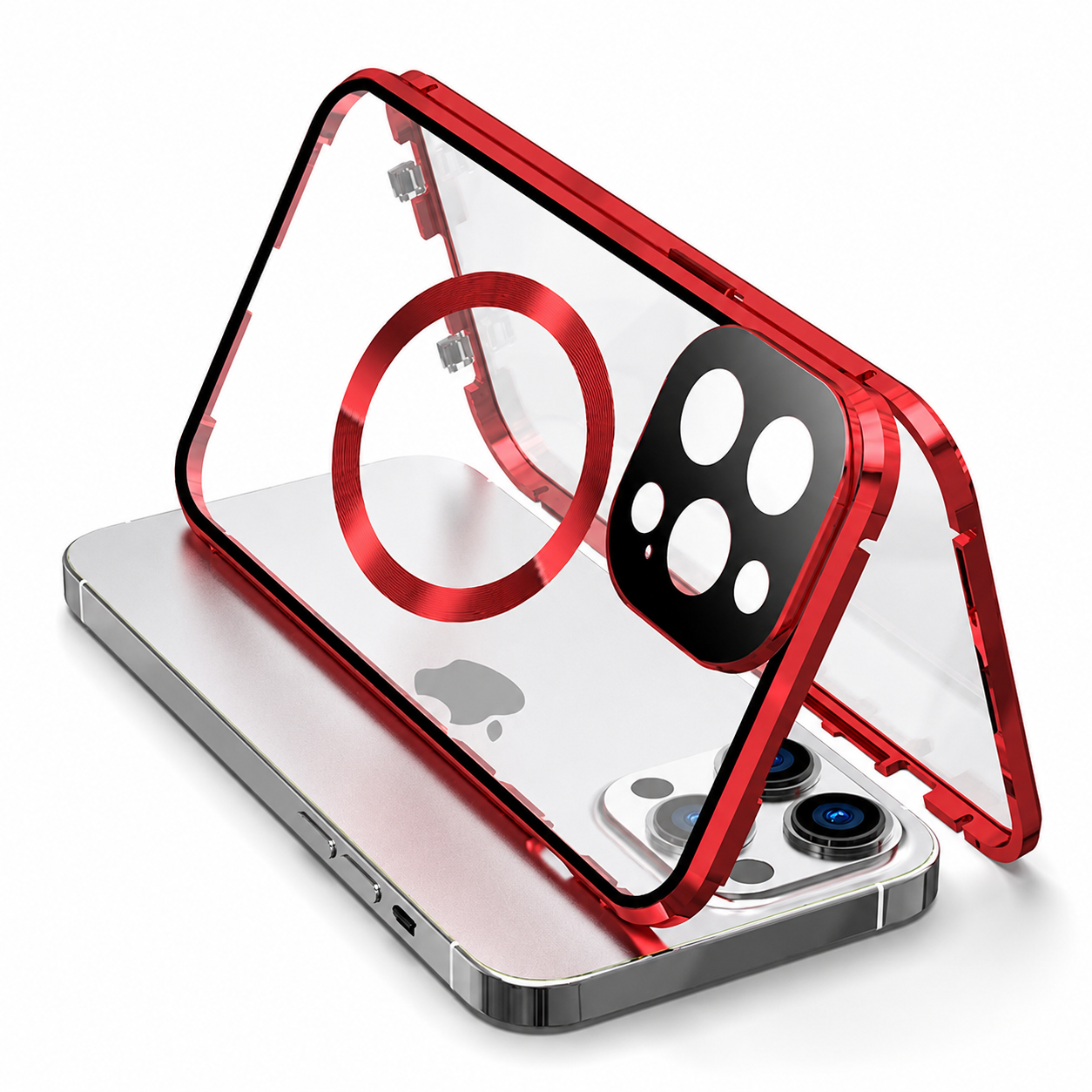 Premium iPhone Case MagSafe Compatible Double-Sided Glass Cover Metal Frame 360° Protection