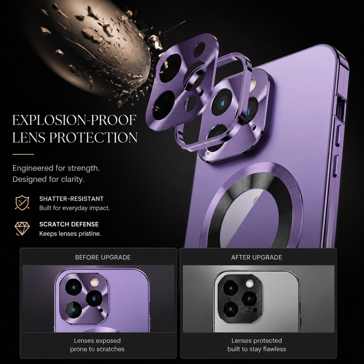 Premium iPhone Case MagSafe Compatible Double-Sided Privacy Glass Cover 360° Full Protection