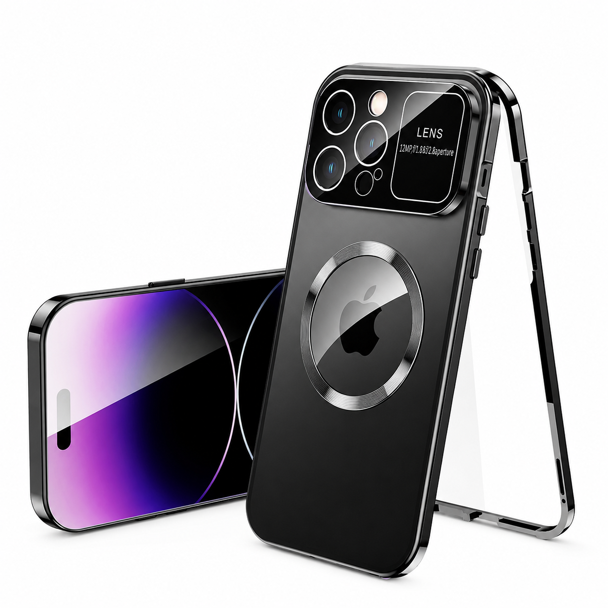 Premium iPhone Case MagSafe Compatible Double-Sided Tempered Glass Cover Magnetic Frame Protection