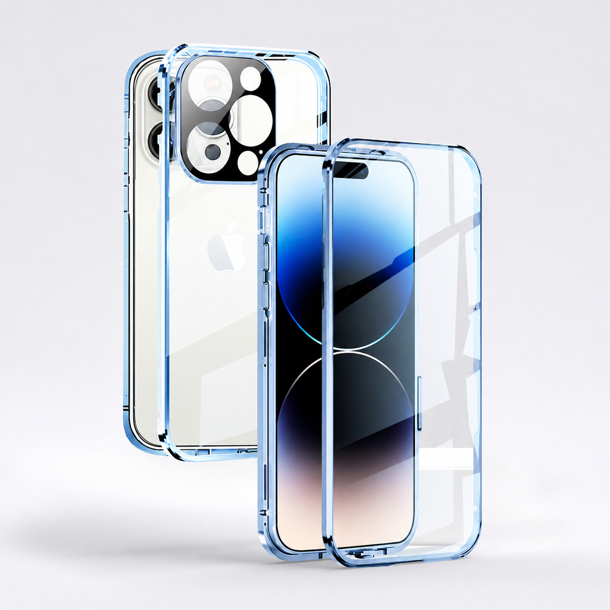 Premium iPhone Case MagSafe Compatible Double-Sided Tempered Glass Cover Metal Frame Full Protection