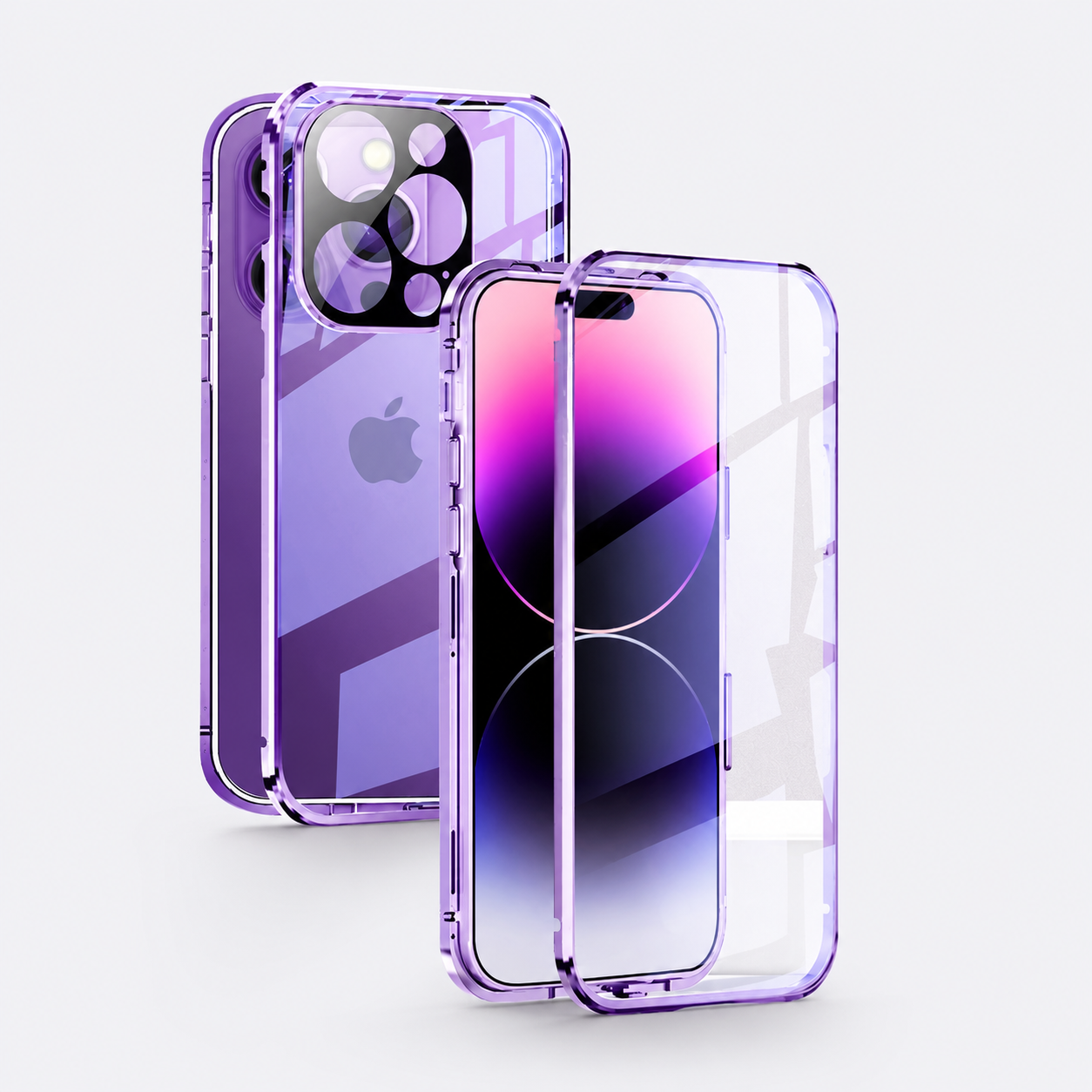 Premium iPhone Case MagSafe Compatible Double-Sided Tempered Glass Cover Metal Frame Full Protection